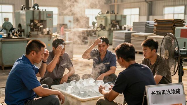 车间高温不用愁 秦皇岛防暑降温冰块成了工人的救命凉方